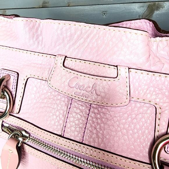 Coach Penelope Leather Satchel Handbag Lilac Purple Leather Bag Silver Hardware - Picture 9 of 15